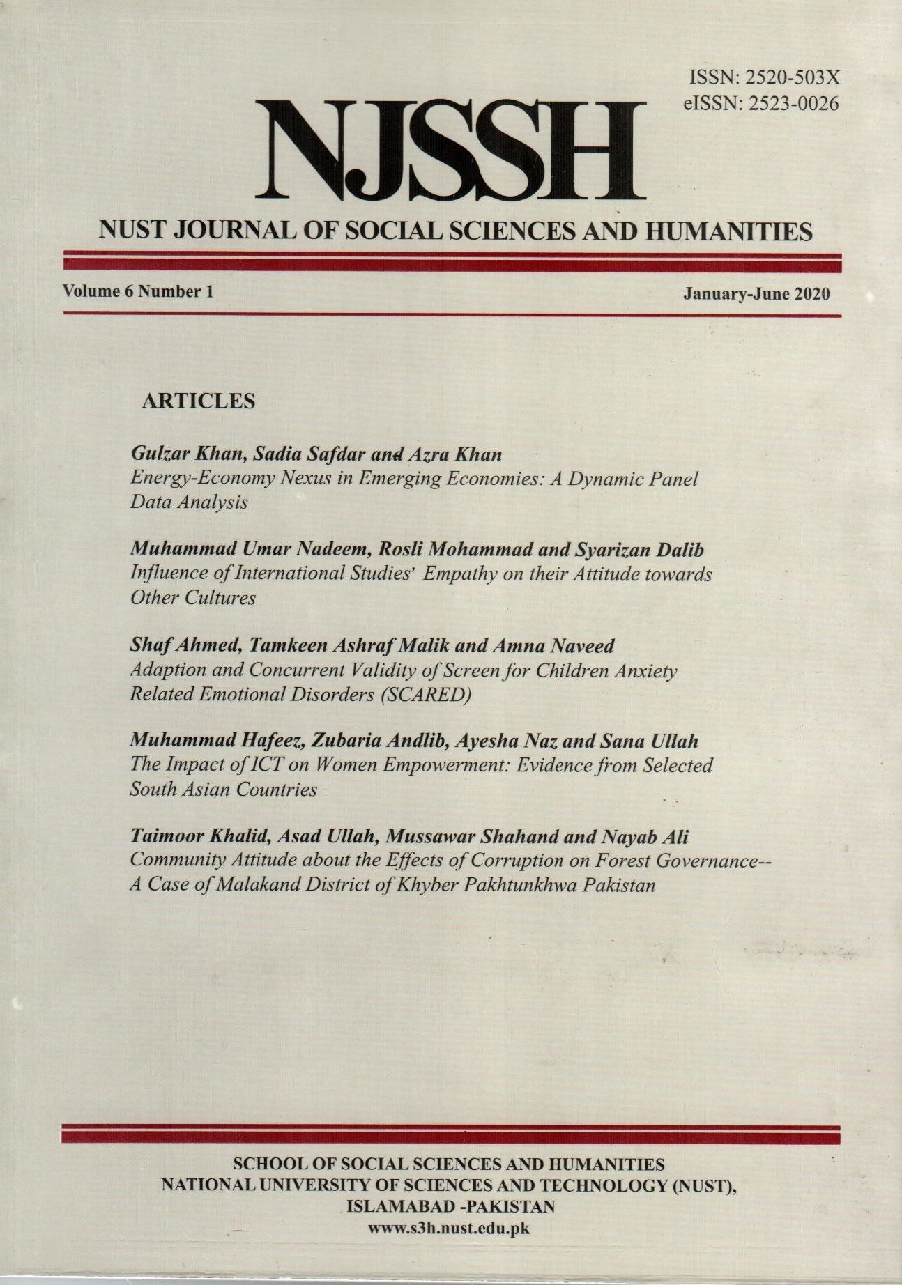 NUST Journal of Social Sciences & Humanities